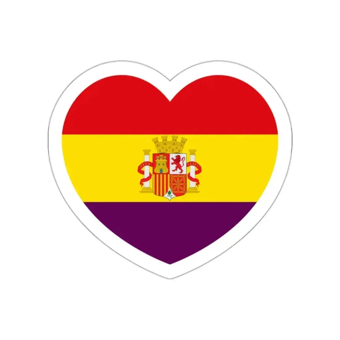 Heart Flag of Spain 1931-1939 - STICKER Vinyl Die-Cut Decal White Die-Cut 2 Inch - The Sticker Space