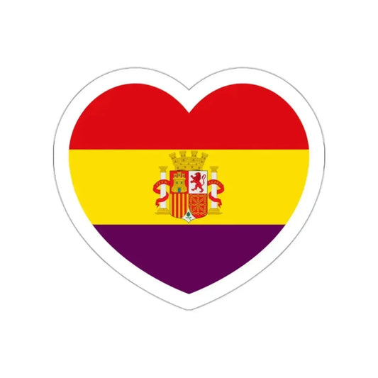Heart Flag of Spain 1931-1939 - STICKER Vinyl Die-Cut Decal White Die-Cut 2 Inch - The Sticker Space