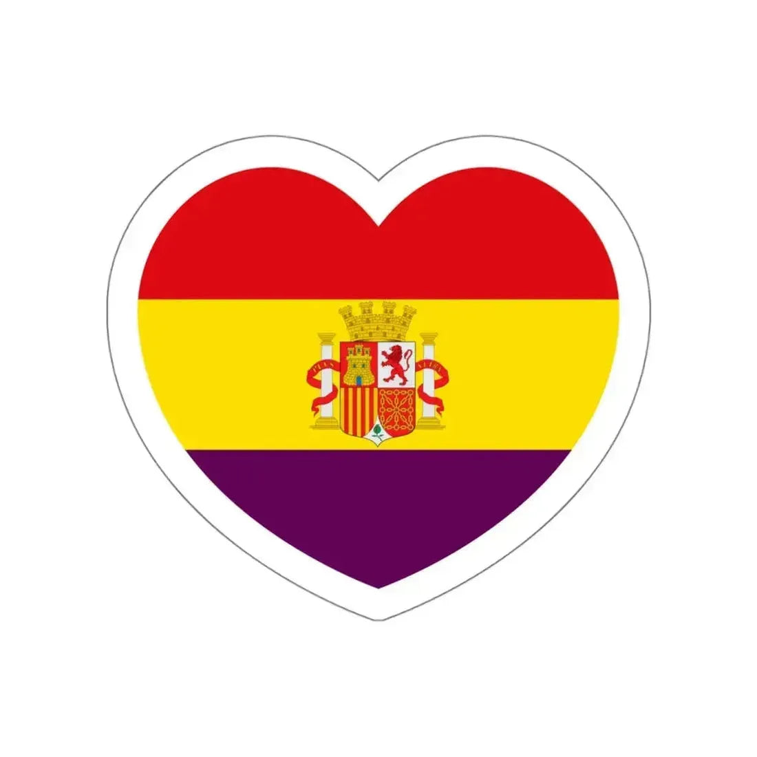 Heart Flag of Spain 1931-1939 - STICKER Vinyl Die-Cut Decal White Die-Cut 5 Inch - The Sticker Space