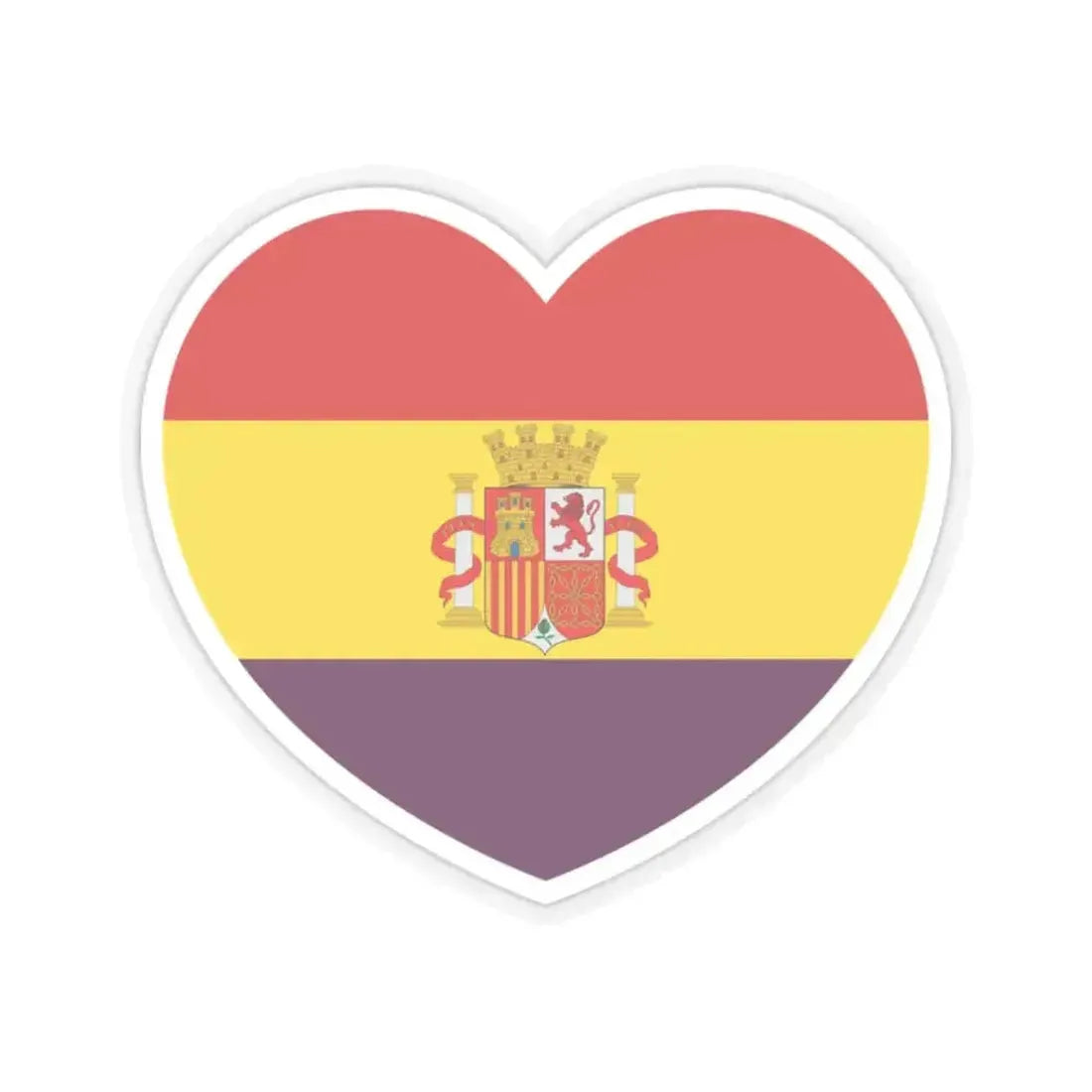 Heart Flag of Spain 1931-1939 - STICKER Vinyl Kiss-Cut Decal 2 Inch Transparent - The Sticker Space