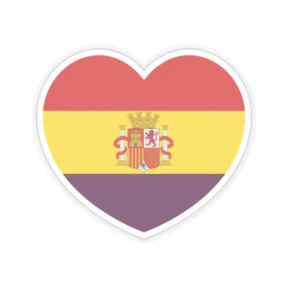 Heart Flag of Spain 1931-1939 - STICKER Vinyl Kiss-Cut Decal 2 Inch Transparent - The Sticker Space