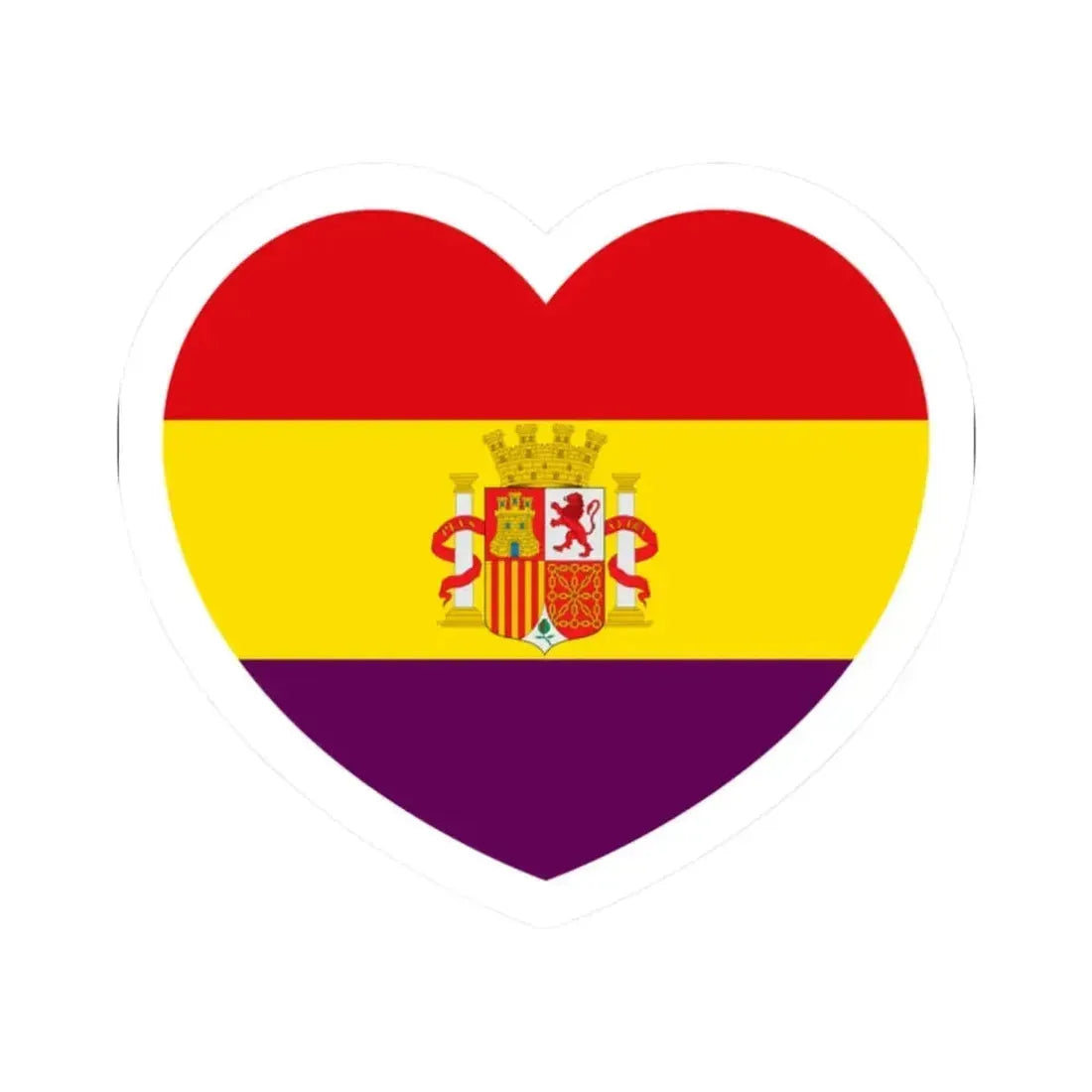 Heart Flag of Spain 1931-1939 - STICKER Vinyl Kiss-Cut Decal 2 Inch White - The Sticker Space