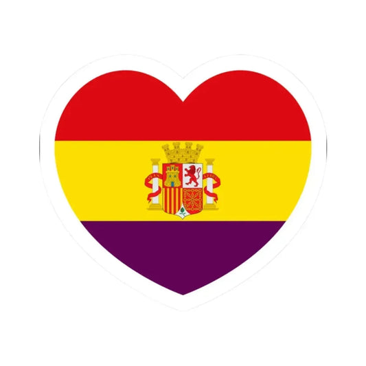 Heart Flag of Spain 1931-1939 - STICKER Vinyl Kiss-Cut Decal 2 Inch White - The Sticker Space