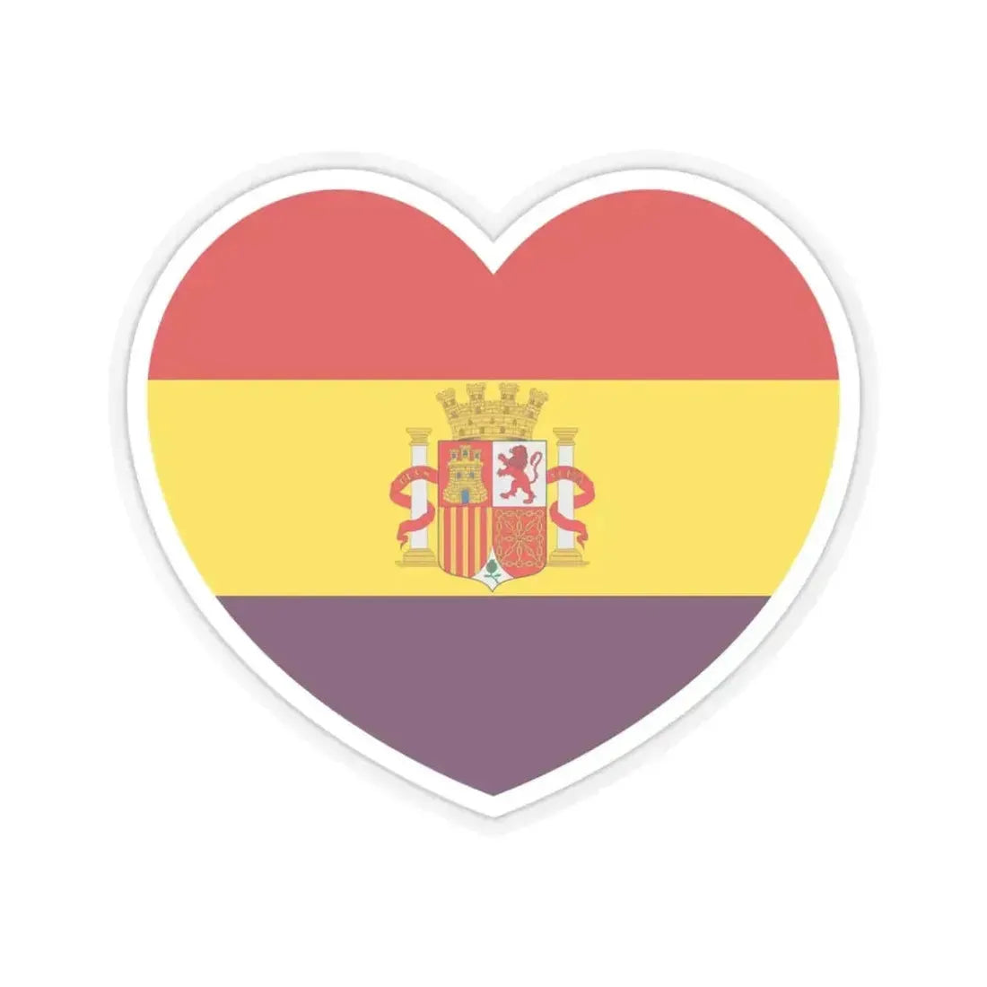 Heart Flag of Spain 1931-1939 - STICKER Vinyl Kiss-Cut Decal 3 Inch Transparent - The Sticker Space