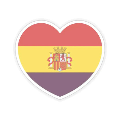 Heart Flag of Spain 1931-1939 - STICKER Vinyl Kiss-Cut Decal 3 Inch Transparent - The Sticker Space