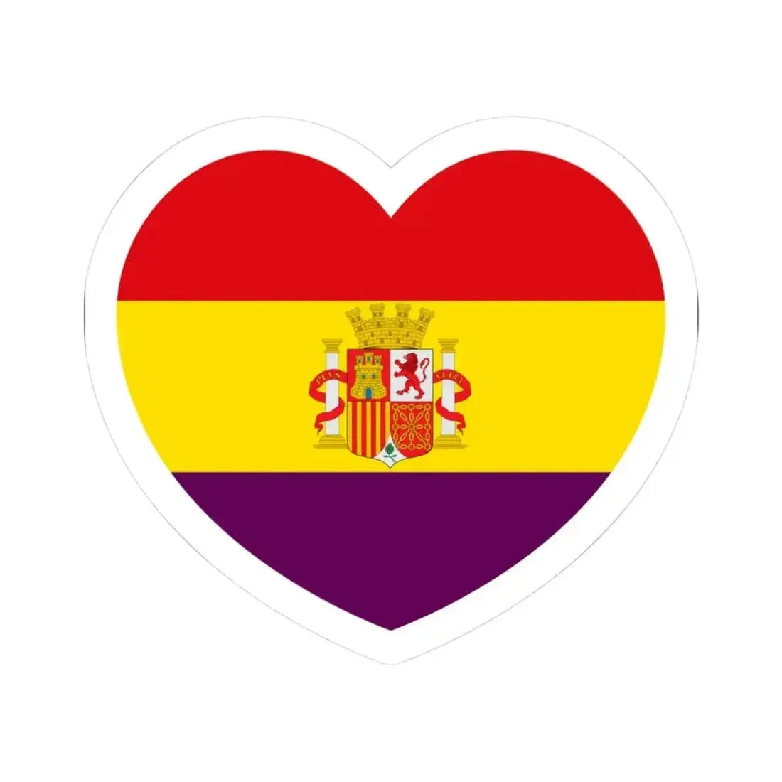 Heart Flag of Spain 1931-1939 - STICKER Vinyl Kiss-Cut Decal 3 Inch White - The Sticker Space