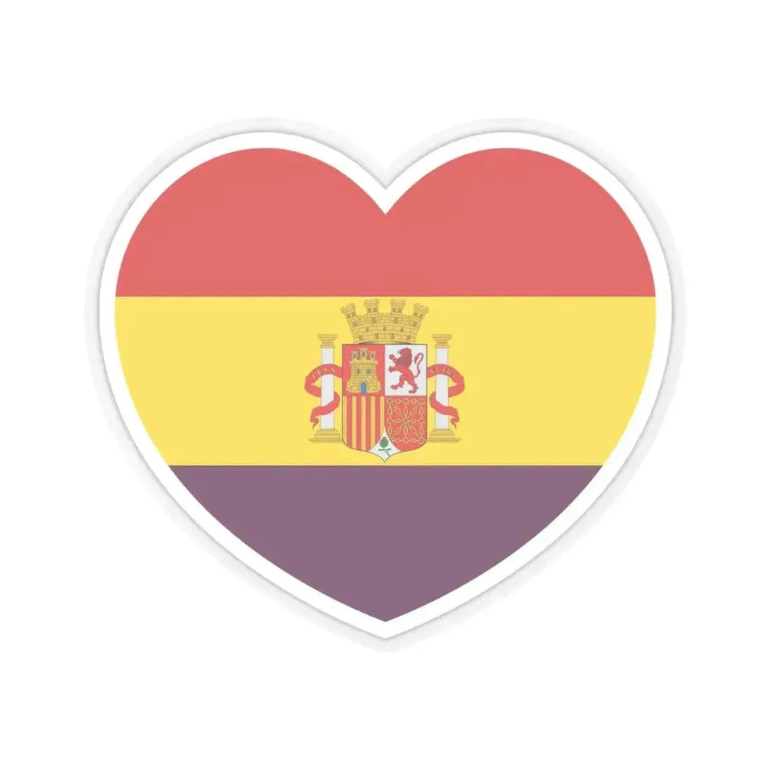 Heart Flag of Spain 1931-1939 - STICKER Vinyl Kiss-Cut Decal 4 Inch Transparent - The Sticker Space