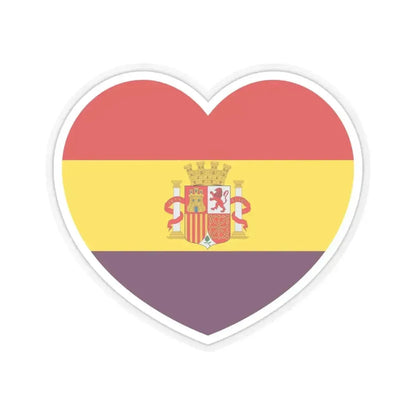 Heart Flag of Spain 1931-1939 - STICKER Vinyl Kiss-Cut Decal 4 Inch Transparent - The Sticker Space