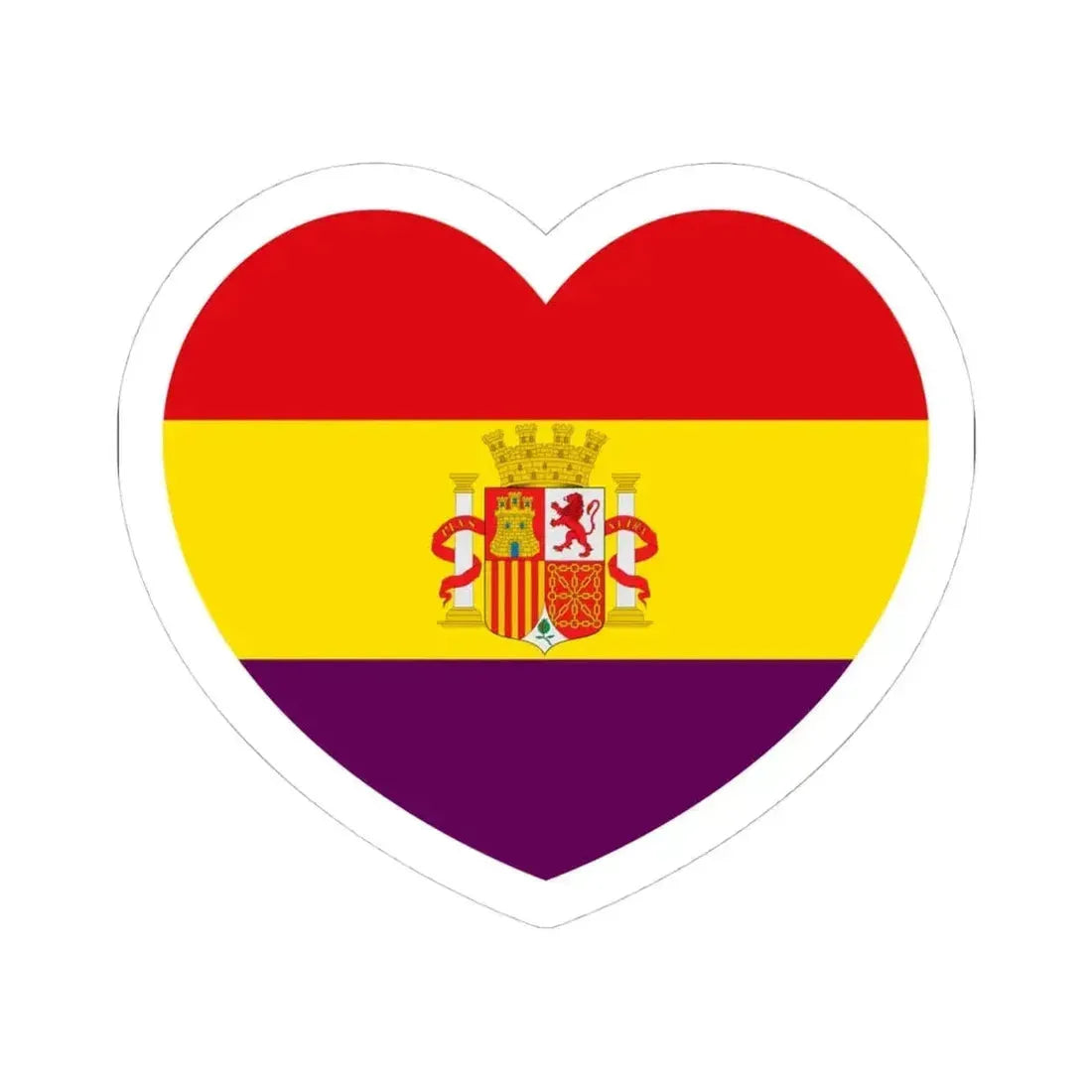 Heart Flag of Spain 1931-1939 - STICKER Vinyl Kiss-Cut Decal 4 Inch White - The Sticker Space