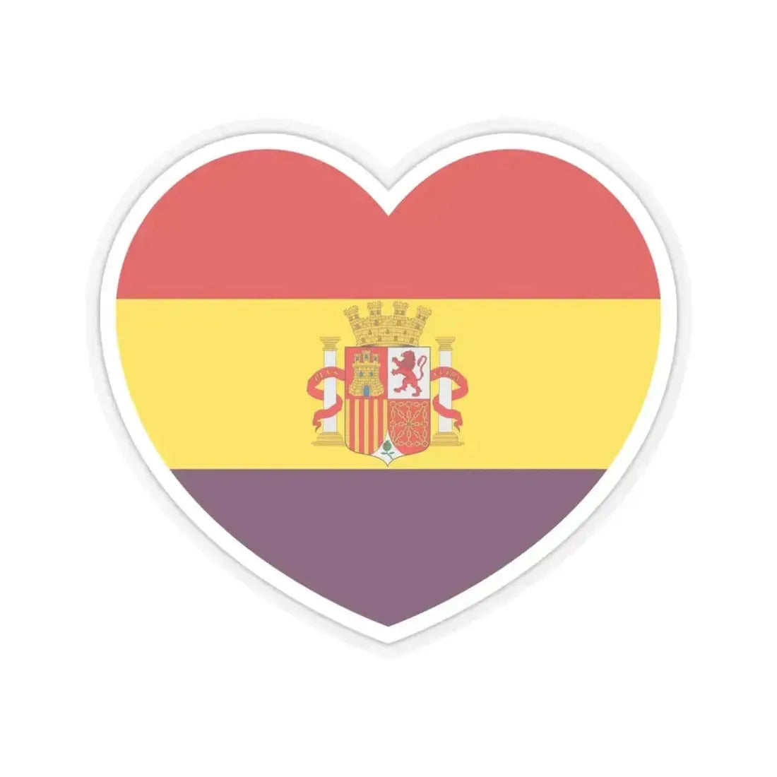 Heart Flag of Spain 1931-1939 - STICKER Vinyl Kiss-Cut Decal 6 Inch Transparent - The Sticker Space