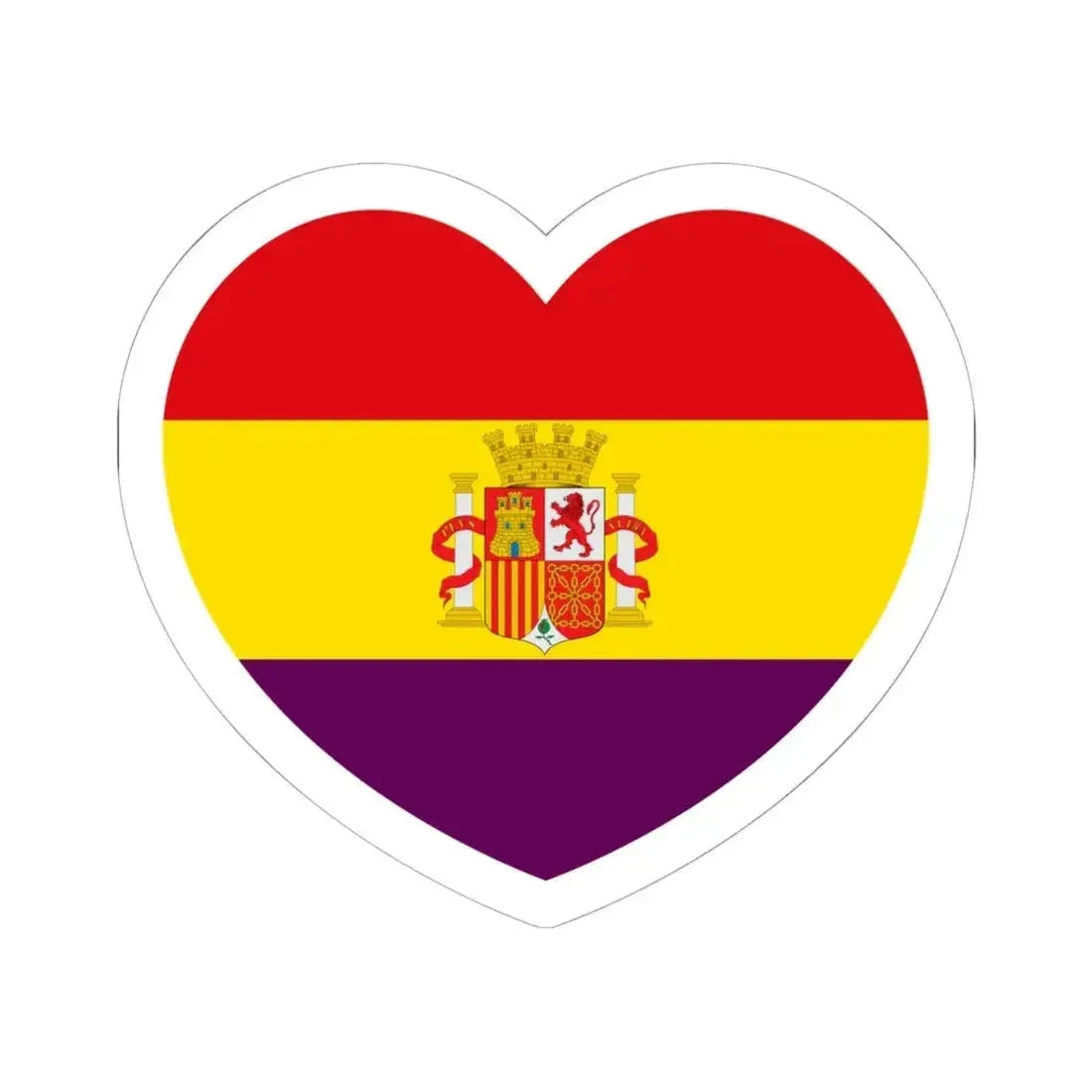 Heart Flag of Spain 1931-1939 - STICKER Vinyl Kiss-Cut Decal 6 Inch White - The Sticker Space
