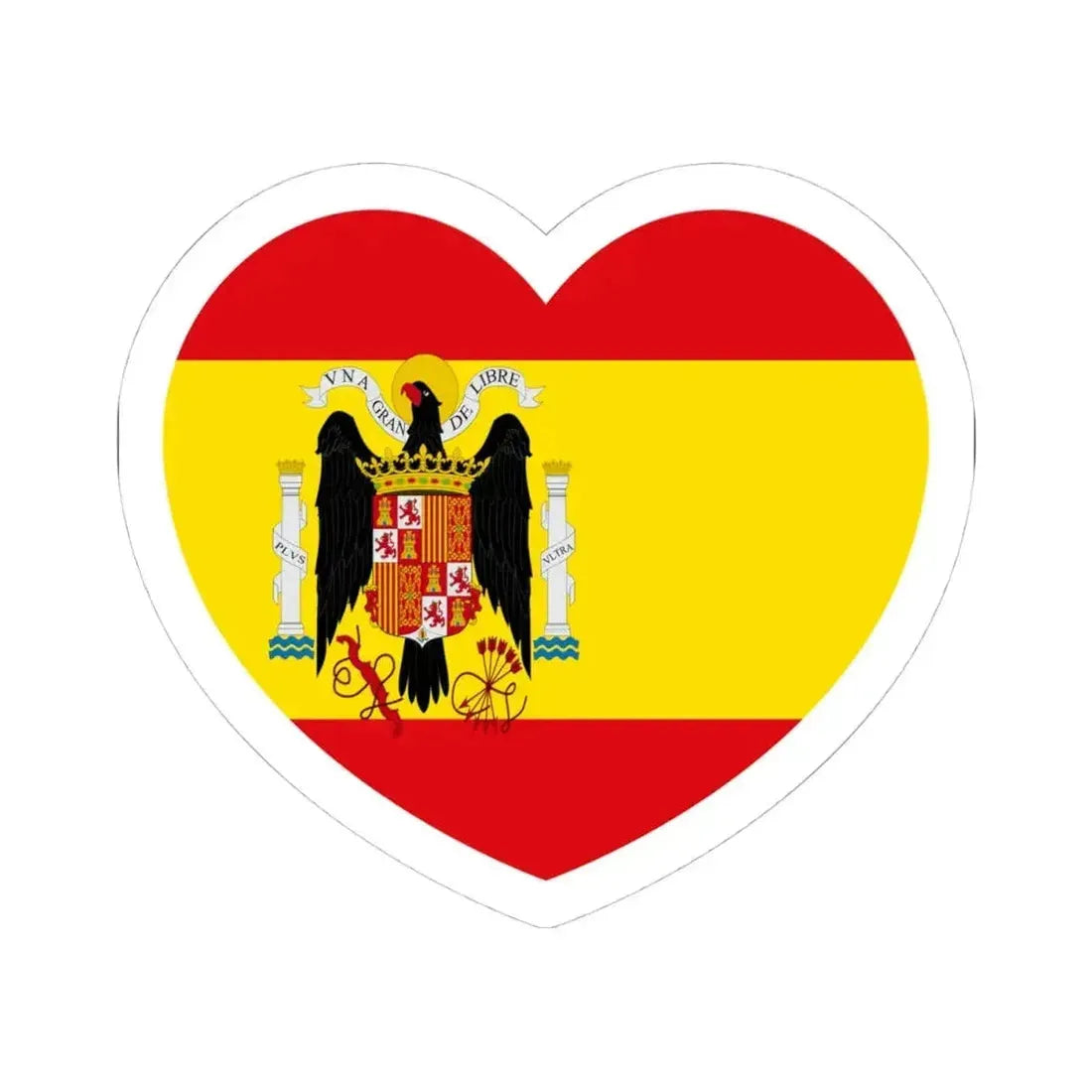 Heart Flag of Spain 1938-1945 - STICKER Vinyl Kiss-Cut Decal 4 Inch White - The Sticker Space