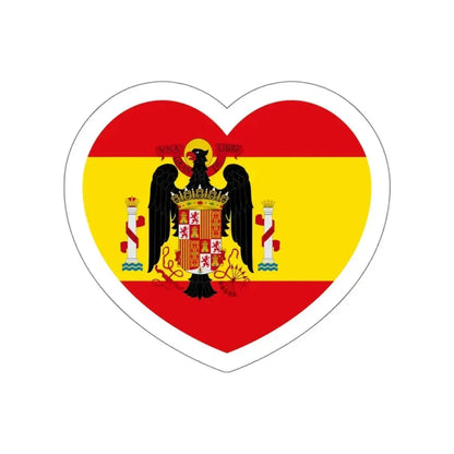Heart Flag of Spain 1945-1977 - STICKER Vinyl Die-Cut Decal White Die-Cut 5 Inch - The Sticker Space