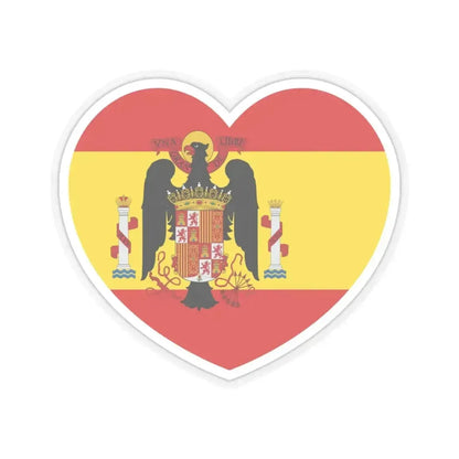 Heart Flag of Spain 1945-1977 - STICKER Vinyl Kiss-Cut Decal 6 Inch Transparent - The Sticker Space