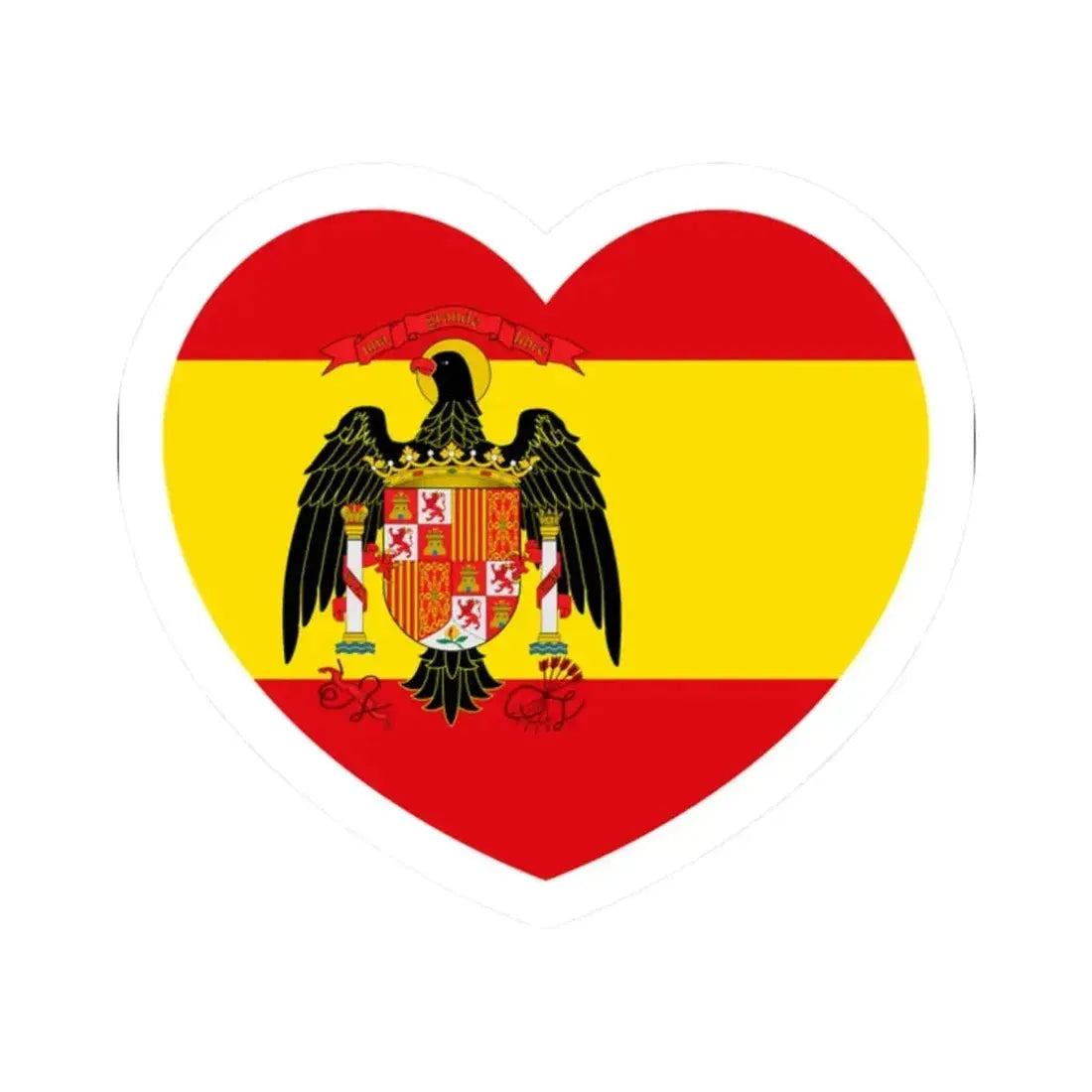 Heart Flag of Spain 1977-1981 - STICKER Vinyl Kiss-Cut Decal 2 Inch White - The Sticker Space