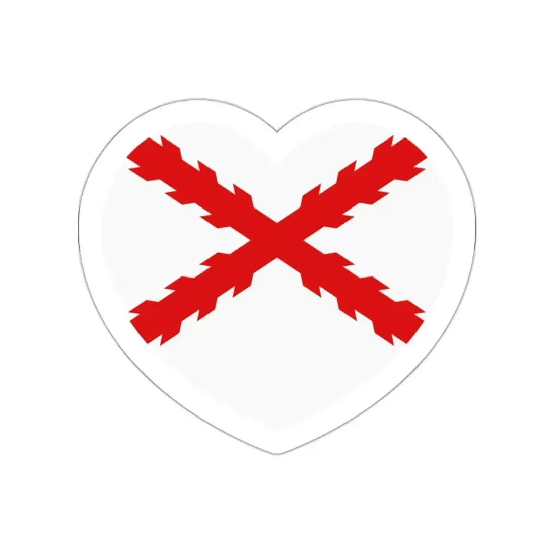 Heart Flag of Spain Burgundy Cross flag white - STICKER Vinyl Die-Cut Decal White Die-Cut 2 Inch - The Sticker Space