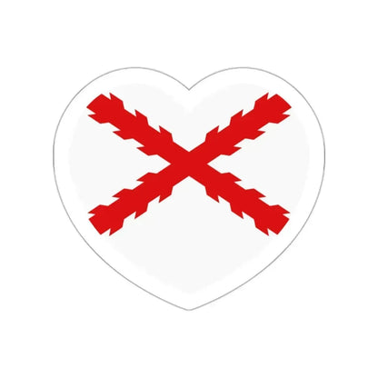 Heart Flag of Spain Burgundy Cross flag white - STICKER Vinyl Die-Cut Decal White Die-Cut 2 Inch - The Sticker Space