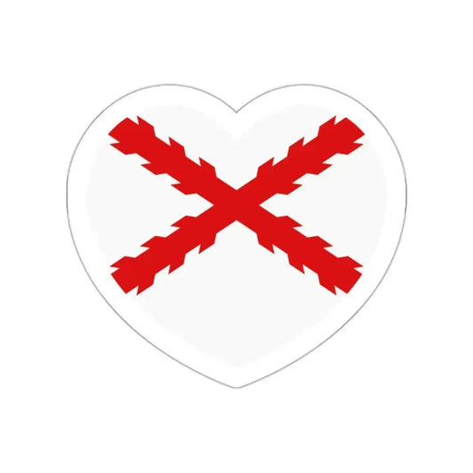 Heart Flag of Spain Burgundy Cross flag white - STICKER Vinyl Die-Cut Decal White Die-Cut 2 Inch - The Sticker Space