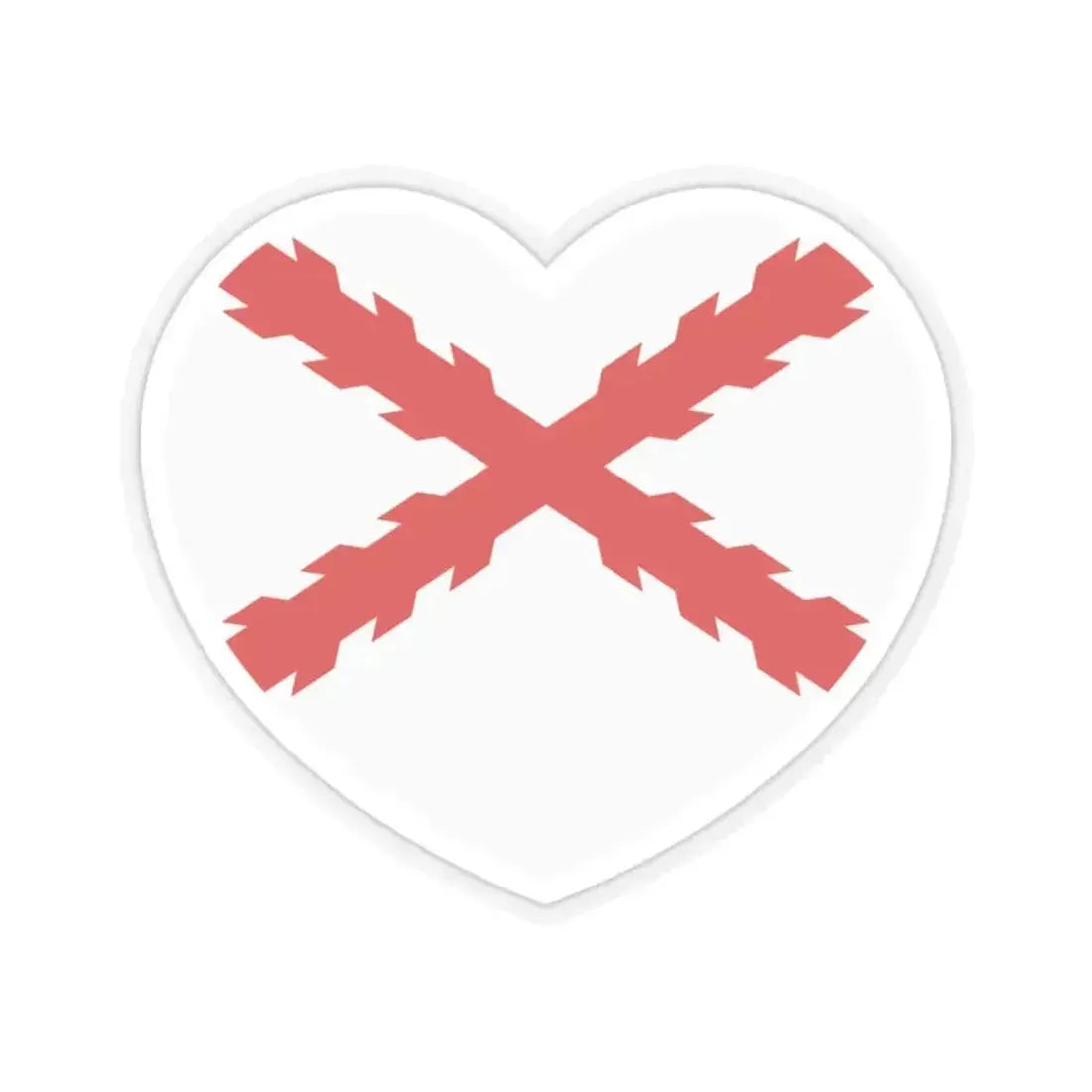 Heart Flag of Spain Burgundy Cross flag white - STICKER Vinyl Kiss-Cut Decal 2 Inch Transparent - The Sticker Space