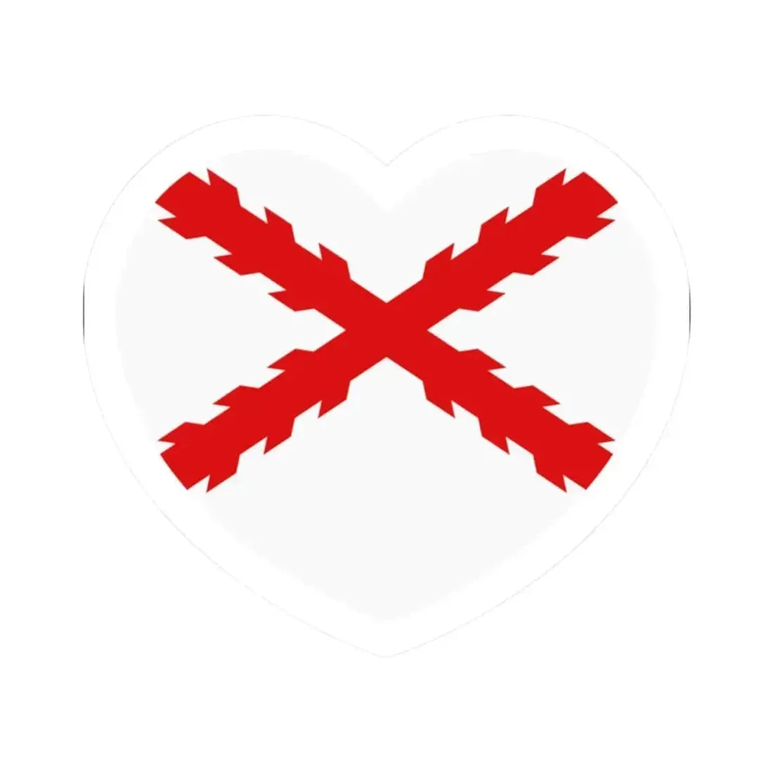 Heart Flag of Spain Burgundy Cross flag white - STICKER Vinyl Kiss-Cut Decal 2 Inch White - The Sticker Space
