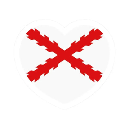 Heart Flag of Spain Burgundy Cross flag white - STICKER Vinyl Kiss-Cut Decal 2 Inch White - The Sticker Space