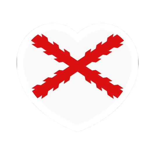 Heart Flag of Spain Burgundy Cross flag white - STICKER Vinyl Kiss-Cut Decal 2 Inch White - The Sticker Space