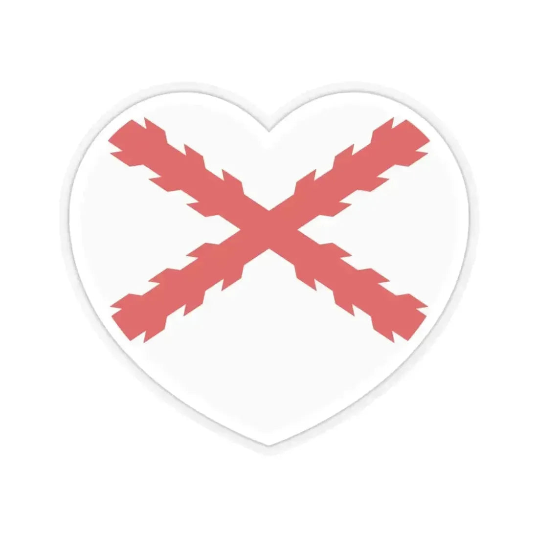 Heart Flag of Spain Burgundy Cross flag white - STICKER Vinyl Kiss-Cut Decal 3 Inch Transparent - The Sticker Space