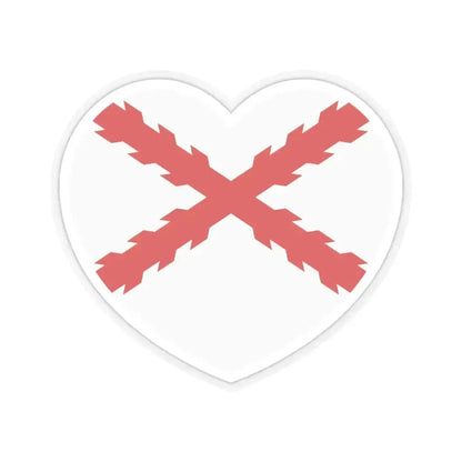 Heart Flag of Spain Burgundy Cross flag white - STICKER Vinyl Kiss-Cut Decal 3 Inch Transparent - The Sticker Space