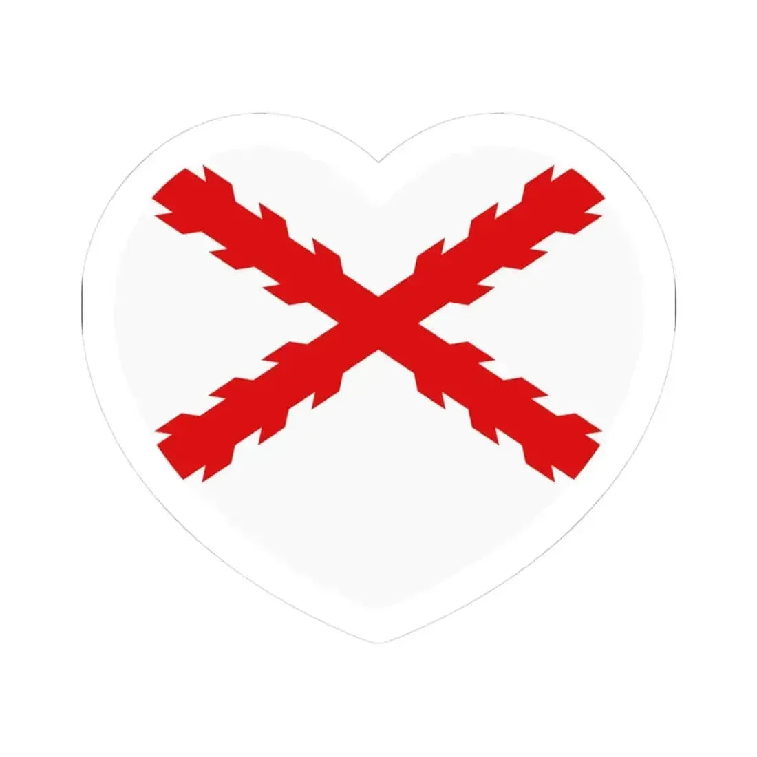 Heart Flag of Spain Burgundy Cross flag white - STICKER Vinyl Kiss-Cut Decal 3 Inch White - The Sticker Space
