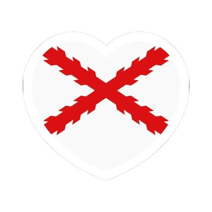 Heart Flag of Spain Burgundy Cross flag white - STICKER Vinyl Kiss-Cut Decal 3 Inch White - The Sticker Space