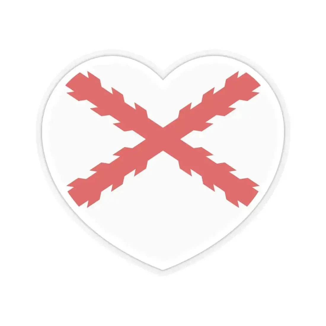 Heart Flag of Spain Burgundy Cross flag white - STICKER Vinyl Kiss-Cut Decal 4 Inch Transparent - The Sticker Space