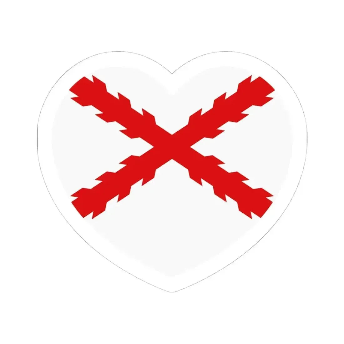 Heart Flag of Spain Burgundy Cross flag white - STICKER Vinyl Kiss-Cut Decal 4 Inch White - The Sticker Space