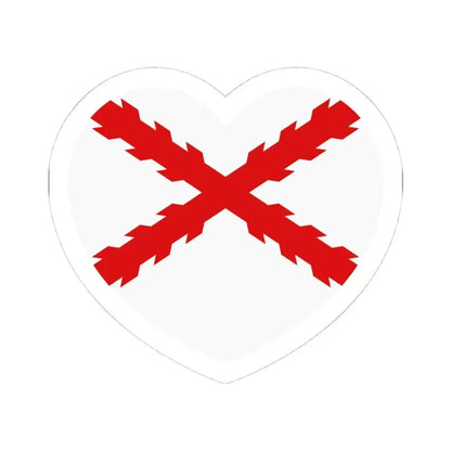 Heart Flag of Spain Burgundy Cross flag white - STICKER Vinyl Kiss-Cut Decal 4 Inch White - The Sticker Space
