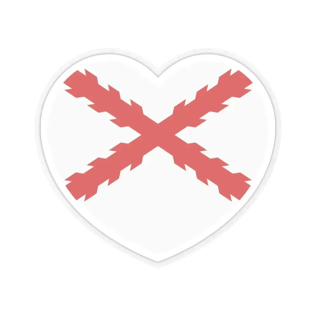 Heart Flag of Spain Burgundy Cross flag white - STICKER Vinyl Kiss-Cut Decal 6 Inch Transparent - The Sticker Space
