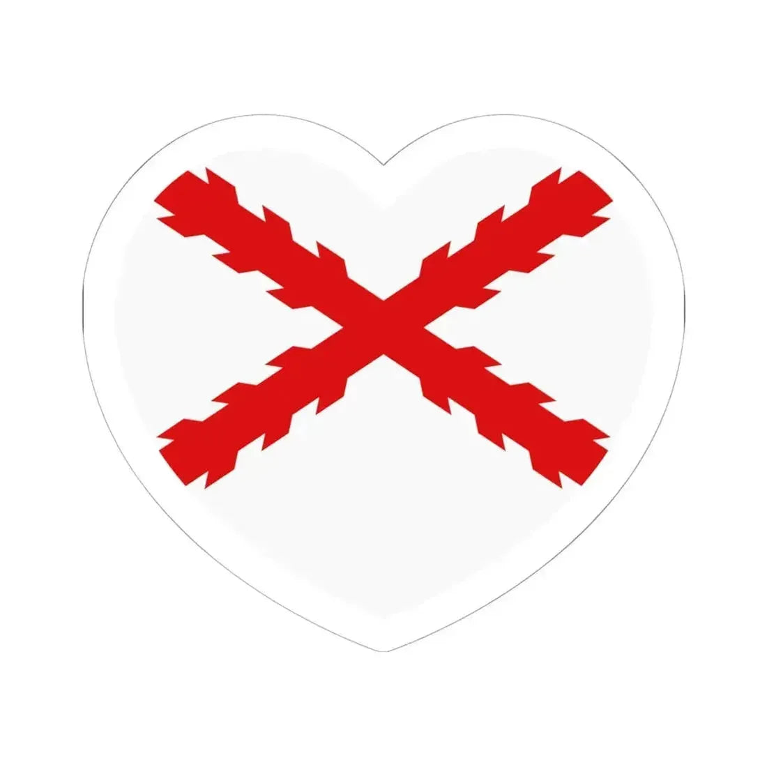 Heart Flag of Spain Burgundy Cross flag white - STICKER Vinyl Kiss-Cut Decal 6 Inch White - The Sticker Space
