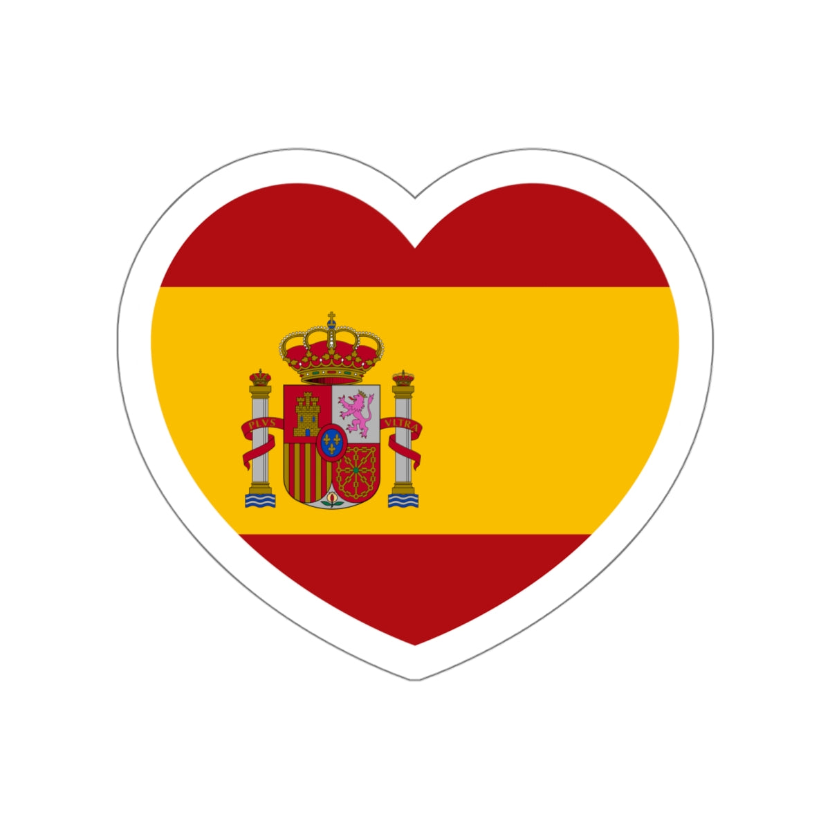 Heart Flag of Spain - STICKER Vinyl Die-Cut Decal-White-The Sticker Space