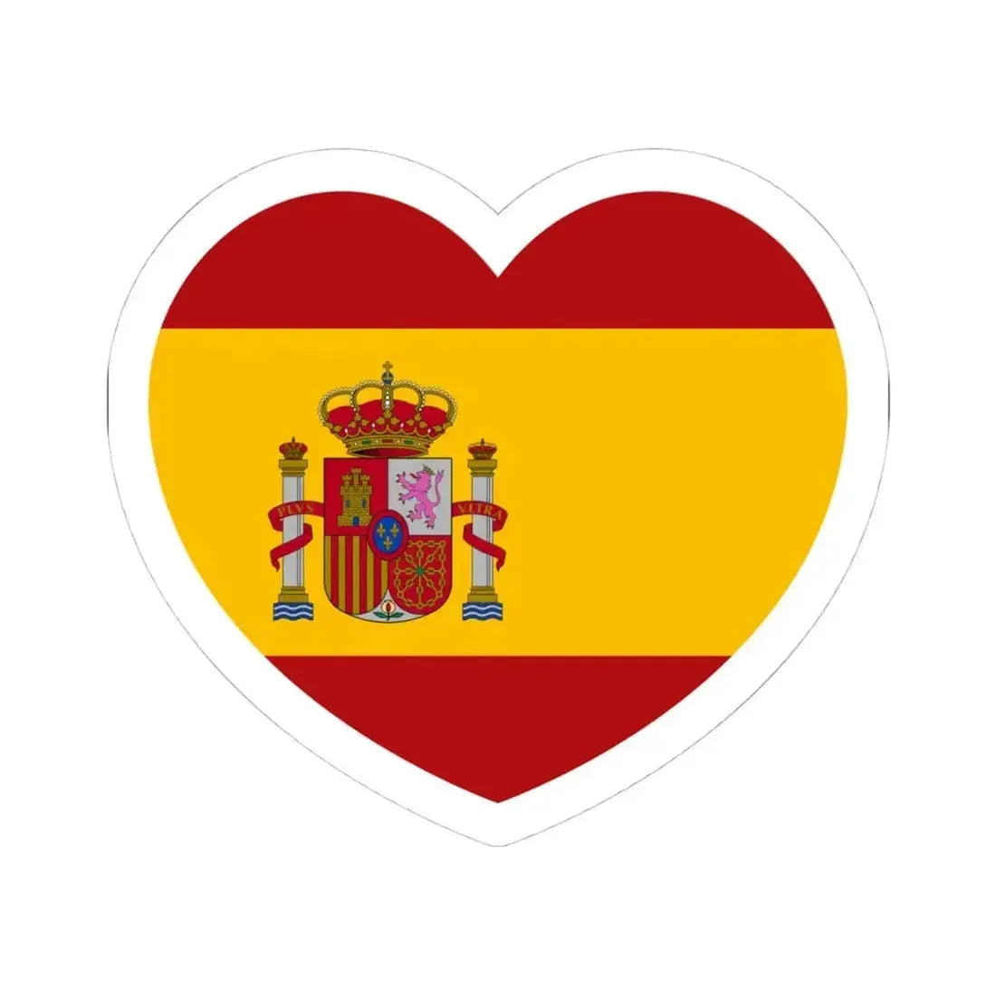 Heart Flag of Spain - STICKER Vinyl Kiss-Cut Decal 4 Inch White - The Sticker Space