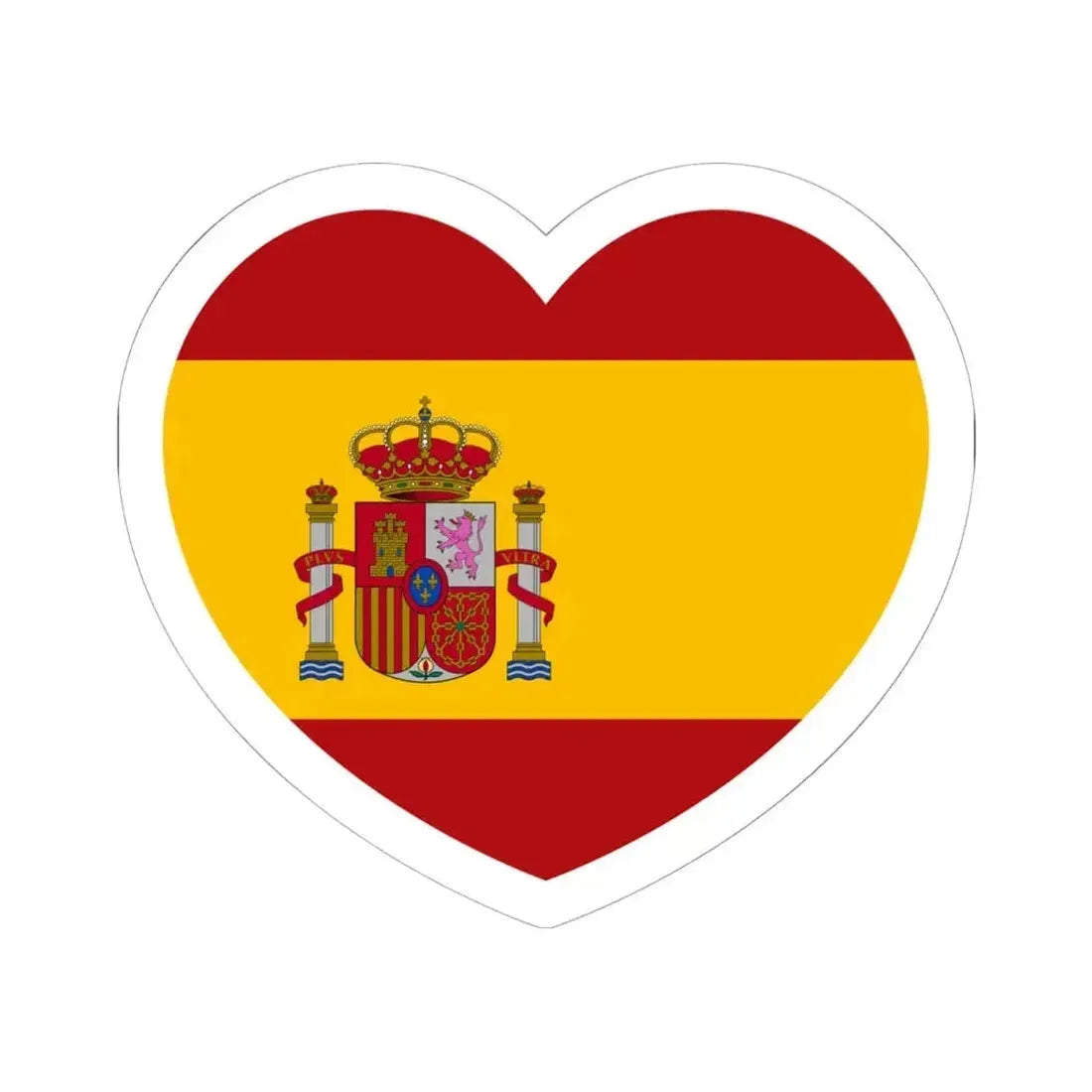 Heart Flag of Spain - STICKER Vinyl Kiss-Cut Decal 6 Inch White - The Sticker Space