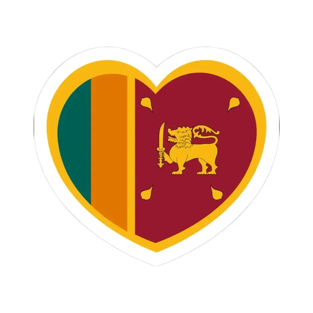 Heart Flag of Sri Lanka - STICKER Vinyl Kiss-Cut Decal 3 Inch White - The Sticker Space