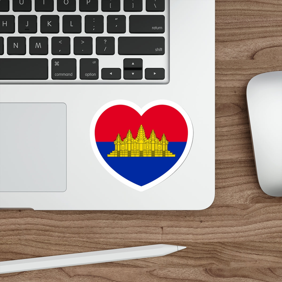 Heart Flag of State of Cambodia - STICKER Vinyl Die-Cut Decal-The Sticker Space