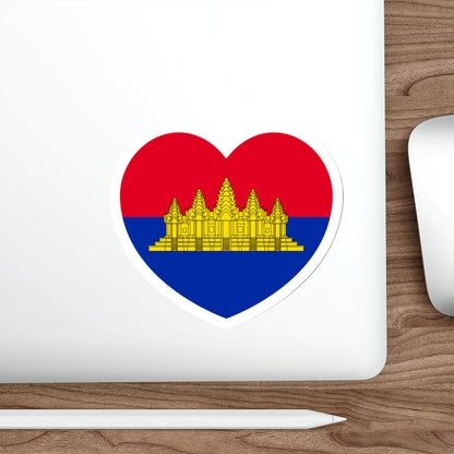 Heart Flag of State of Cambodia - STICKER Vinyl Die-Cut Decal-The Sticker Space