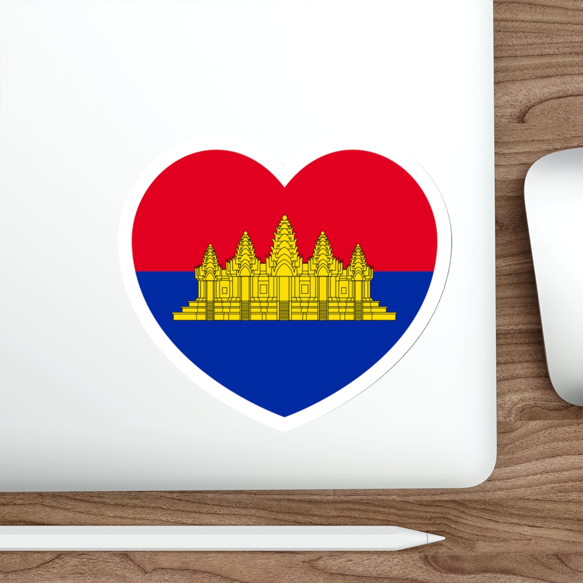 Heart Flag of State of Cambodia - STICKER Vinyl Die-Cut Decal-The Sticker Space