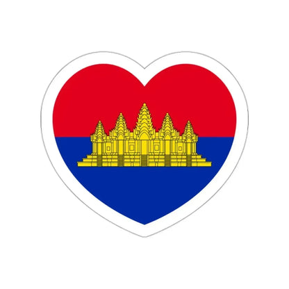 Heart Flag of State of Cambodia - STICKER Vinyl Die-Cut Decal White Die-Cut 2 Inch - The Sticker Space