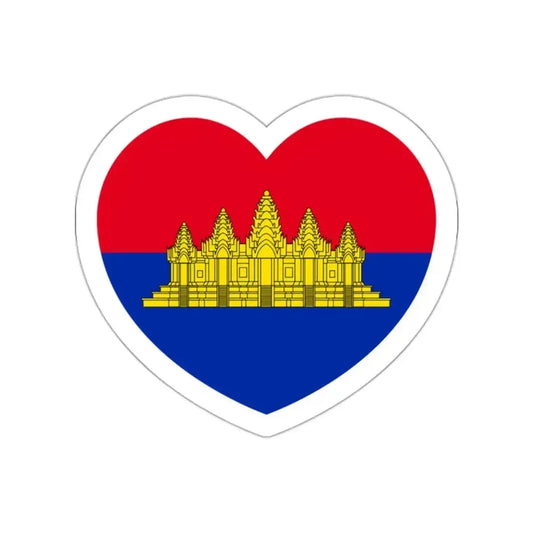 Heart Flag of State of Cambodia - STICKER Vinyl Die-Cut Decal White Die-Cut 2 Inch - The Sticker Space