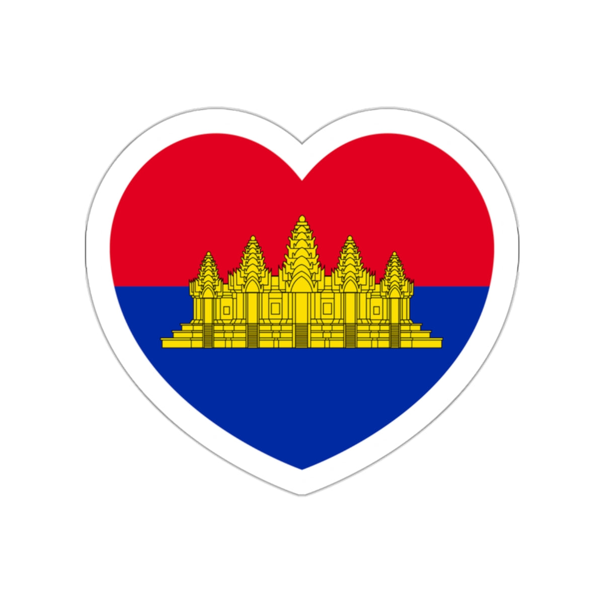 Heart Flag of State of Cambodia - STICKER Vinyl Die-Cut Decal-White-The Sticker Space