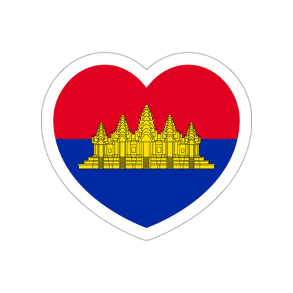 Heart Flag of State of Cambodia - STICKER Vinyl Die-Cut Decal-White-The Sticker Space