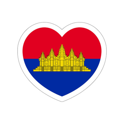 Heart Flag of State of Cambodia - STICKER Vinyl Die-Cut Decal-White-The Sticker Space