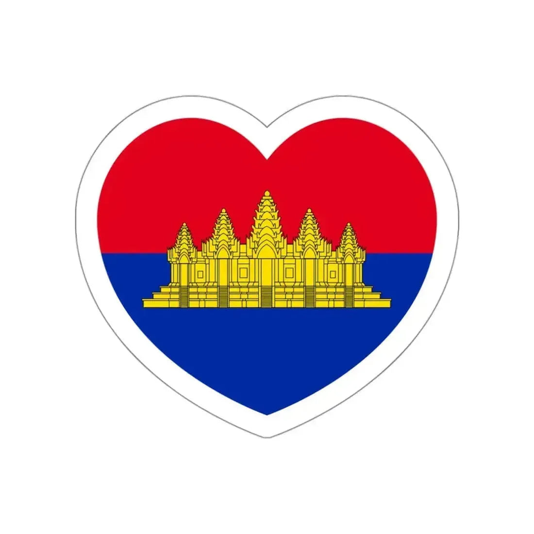 Heart Flag of State of Cambodia - STICKER Vinyl Die-Cut Decal White Die-Cut 3 Inch - The Sticker Space