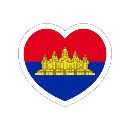 Heart Flag of State of Cambodia - STICKER Vinyl Die-Cut Decal White Die-Cut 3 Inch - The Sticker Space
