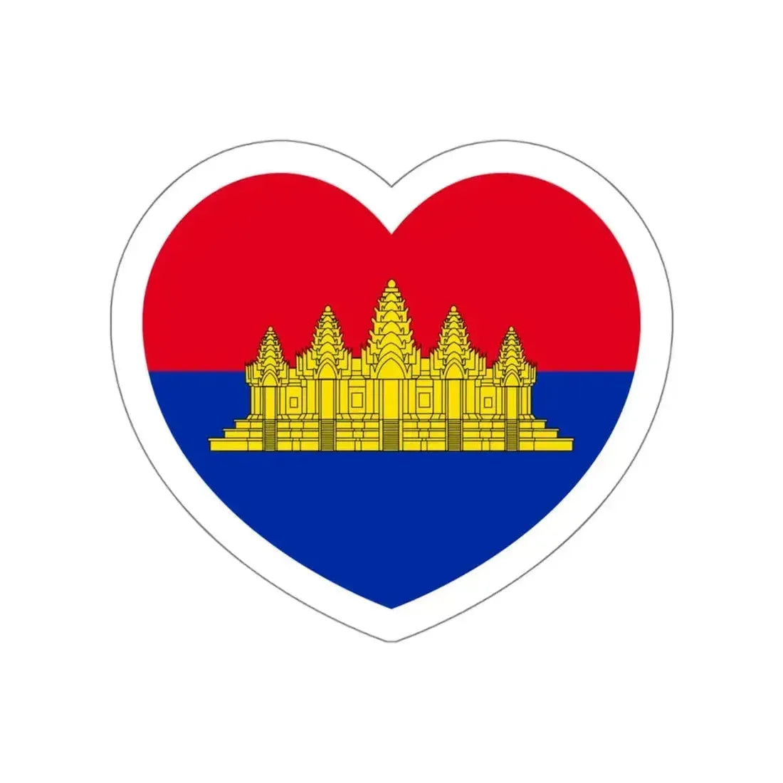 Heart Flag of State of Cambodia - STICKER Vinyl Die-Cut Decal White Die-Cut 6 Inch - The Sticker Space